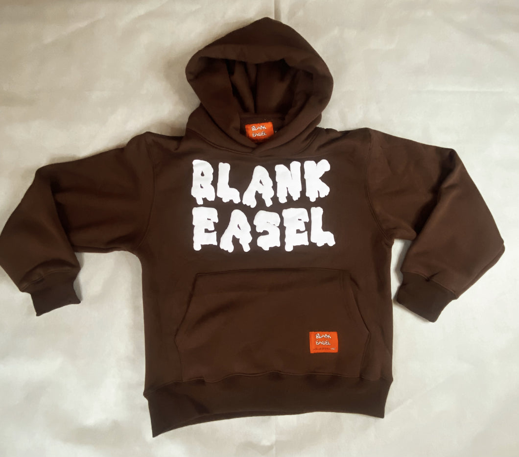 Brown Blank Easel Puff Print Hoodie