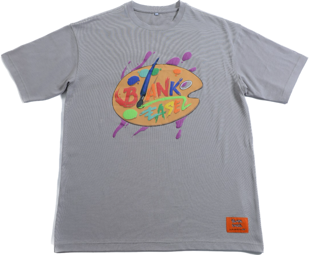 Blank Easel Puff Print Off Gray T-Shirt